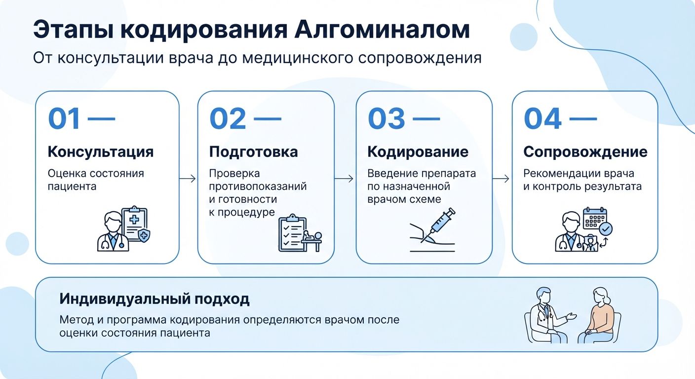 Кодирование препаратом «Алгоминал» в Ейске инфографика